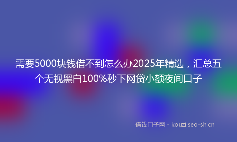 需要5000块钱借不到怎么办2025年精选，汇总五个无视黑白100%秒下网贷小额夜间口子