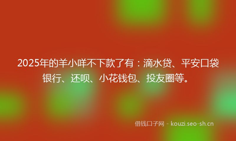 2025年的羊小咩不下款了有：滴水贷、平安口袋银行、还呗、小花钱包、投友圈等。