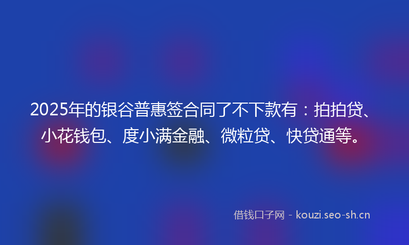 2025年的银谷普惠签合同了不下款有：拍拍贷、小花钱包、度小满金融、微粒贷、快贷通等。