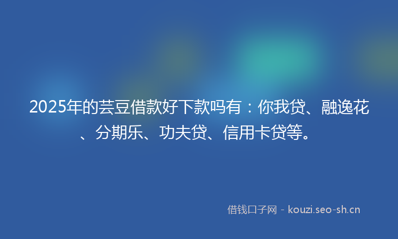 2025年的芸豆借款好下款吗有：你我贷、融逸花、分期乐、功夫贷、信用卡贷等。
