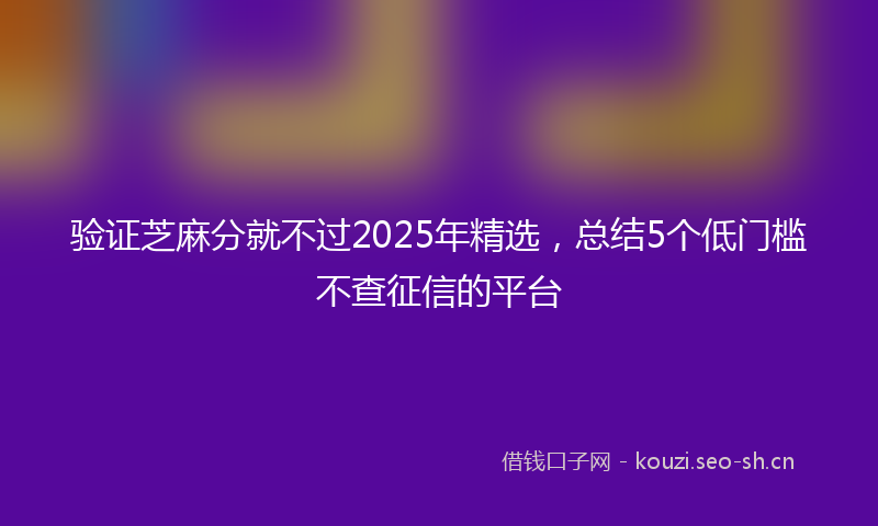 验证芝麻分就不过2025年精选，总结5个低门槛不查征信的平台