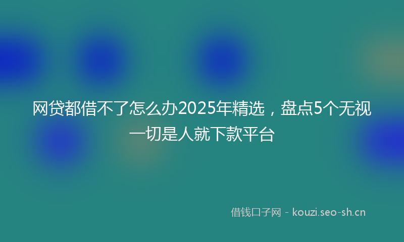 网贷都借不了怎么办2025年精选，盘点5个无视一切是人就下款平台