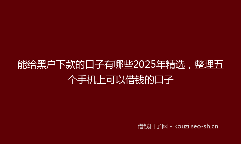 能给黑户下款的口子有哪些2025年精选，整理五个手机上可以借钱的口子