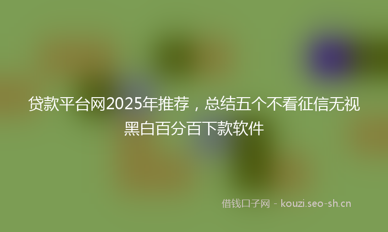 贷款平台网2025年推荐，总结五个不看征信无视黑白百分百下款软件