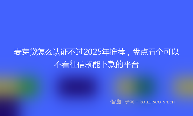 麦芽贷怎么认证不过2025年推荐，盘点五个可以不看征信就能下款的平台