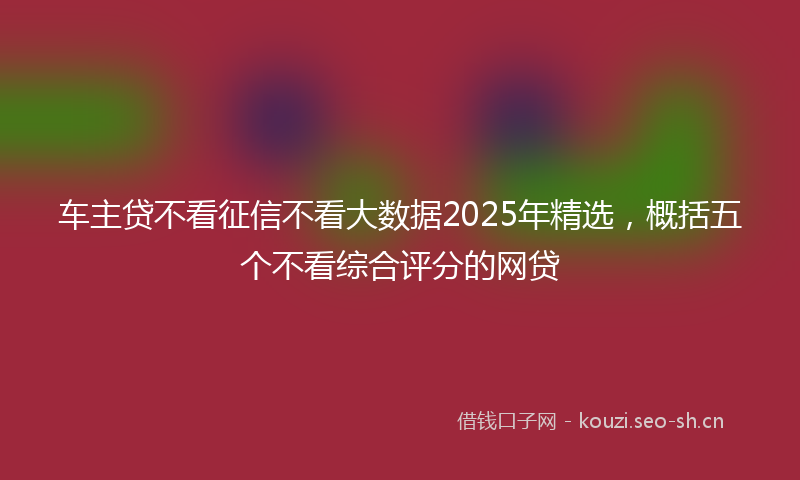 车主贷不看征信不看大数据2025年精选，概括五个不看综合评分的网贷