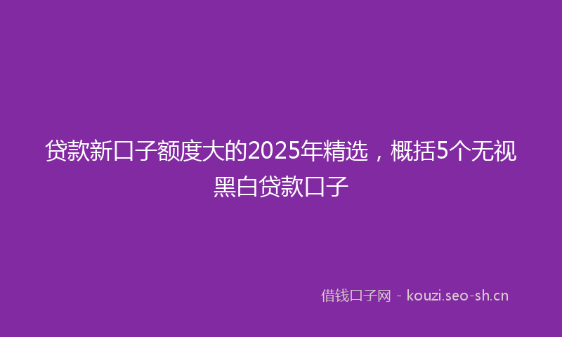 贷款新口子额度大的2025年精选，概括5个无视黑白贷款口子