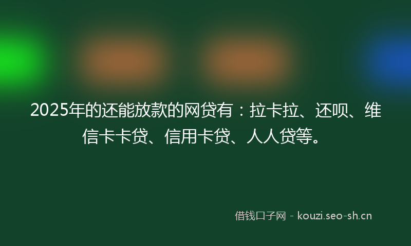 2025年的还能放款的网贷有：拉卡拉、还呗、维信卡卡贷、信用卡贷、人人贷等。