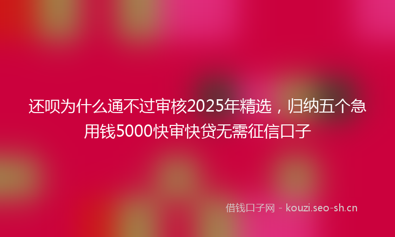 还呗为什么通不过审核2025年精选，归纳五个急用钱5000快审快贷无需征信口子