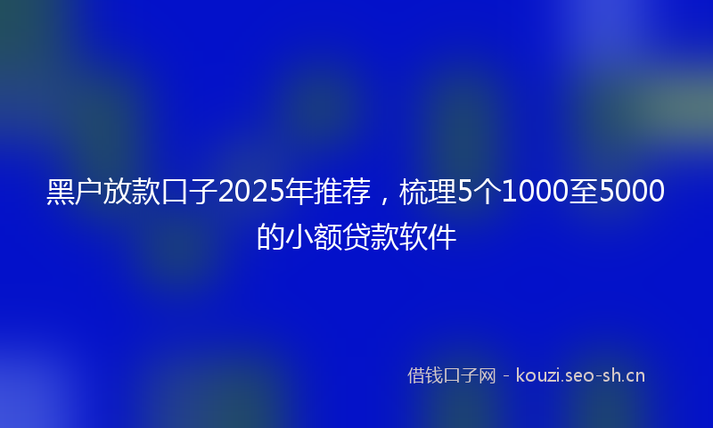 黑户放款口子2025年推荐，梳理5个1000至5000的小额贷款软件