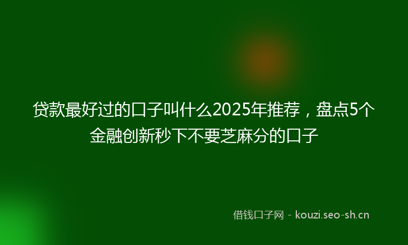 贷款最好过的口子叫什么2025年推荐，盘点5个金融创新秒下不要芝麻分的口子