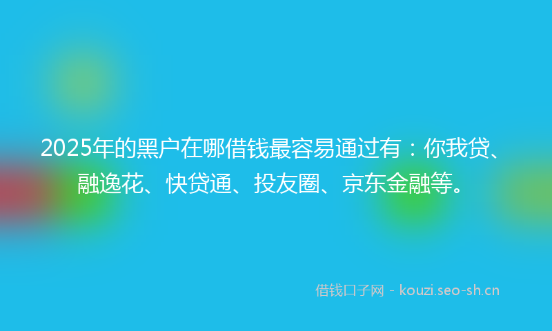 2025年的黑户在哪借钱最容易通过有：你我贷、融逸花、快贷通、投友圈、京东金融等。
