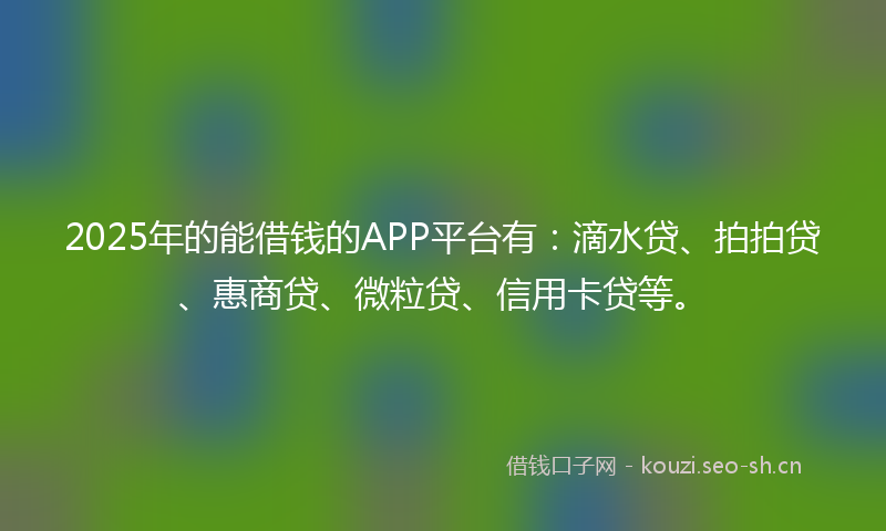 2025年的能借钱的APP平台有：滴水贷、拍拍贷、惠商贷、微粒贷、信用卡贷等。