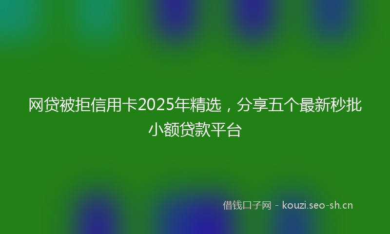 网贷被拒信用卡2025年精选，分享五个最新秒批小额贷款平台