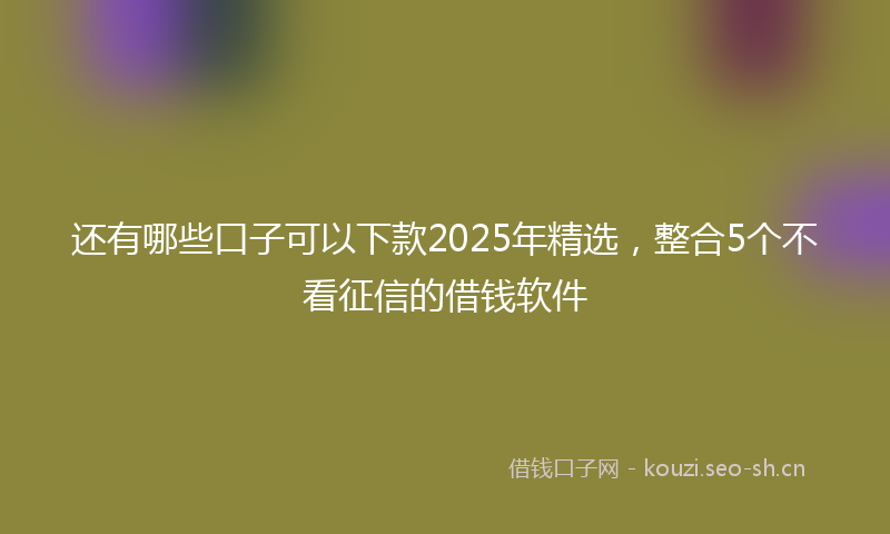 还有哪些口子可以下款2025年精选，整合5个不看征信的借钱软件