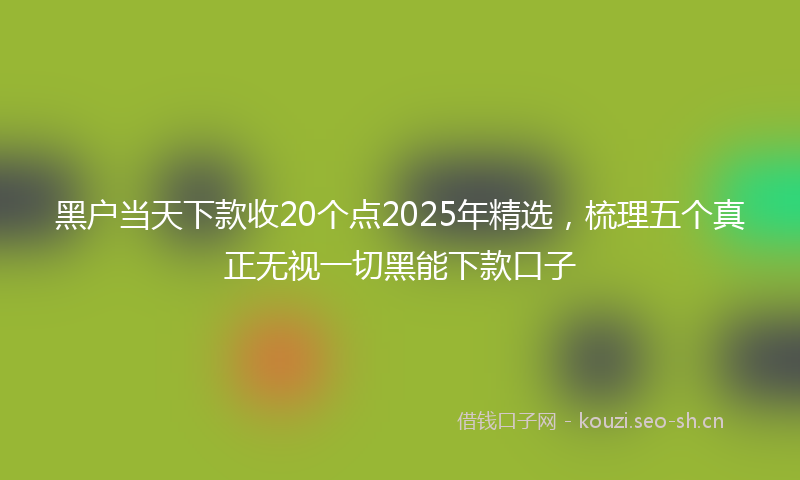 黑户当天下款收20个点2025年精选，梳理五个真正无视一切黑能下款口子