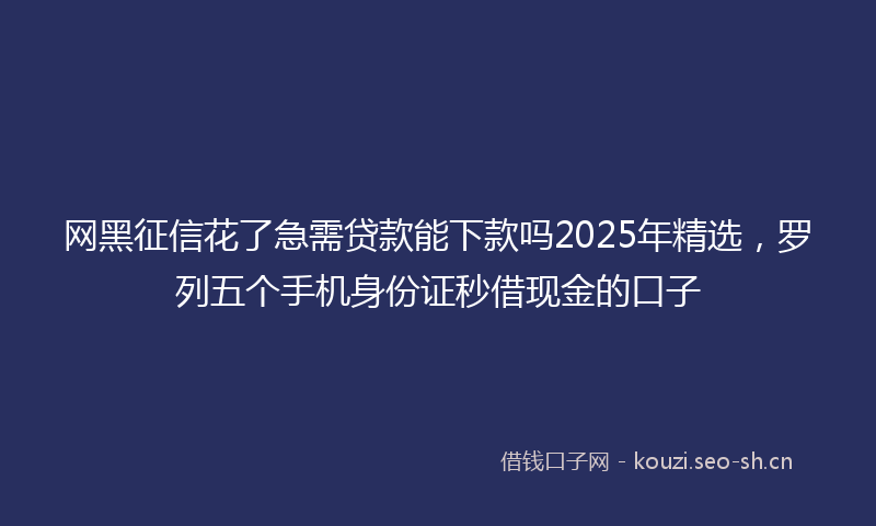 网黑征信花了急需贷款能下款吗2025年精选，罗列五个手机身份证秒借现金的口子