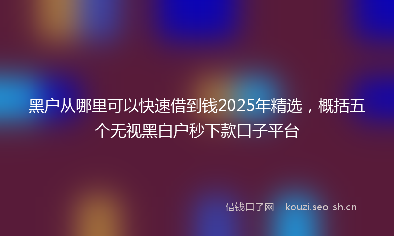 黑户从哪里可以快速借到钱2025年精选，概括五个无视黑白户秒下款口子平台