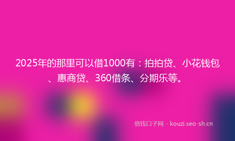 2025年的那里可以借1000有：拍拍贷、小花钱包、惠商贷、360借条、分期乐等。