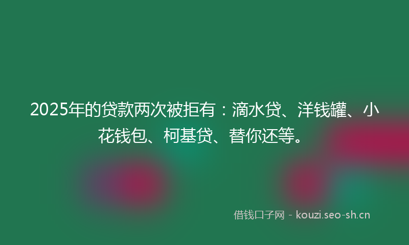 2025年的贷款两次被拒有：滴水贷、洋钱罐、小花钱包、柯基贷、替你还等。