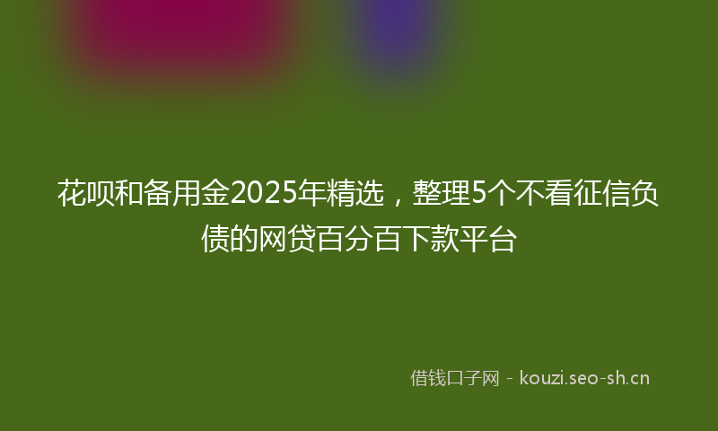 花呗和备用金2025年精选，整理5个不看征信负债的网贷百分百下款平台