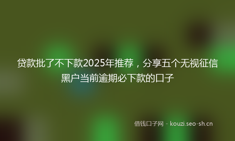贷款批了不下款2025年推荐，分享五个无视征信黑户当前逾期必下款的口子