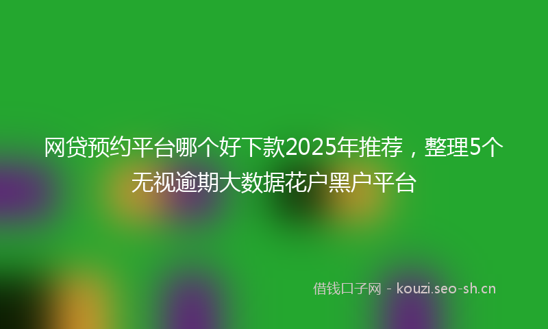 网贷预约平台哪个好下款2025年推荐，整理5个无视逾期大数据花户黑户平台