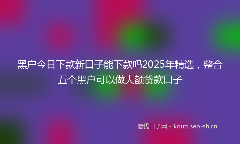 黑户今日下款新口子能下款吗2025年精选，整合五个黑户可以做大额贷款口子