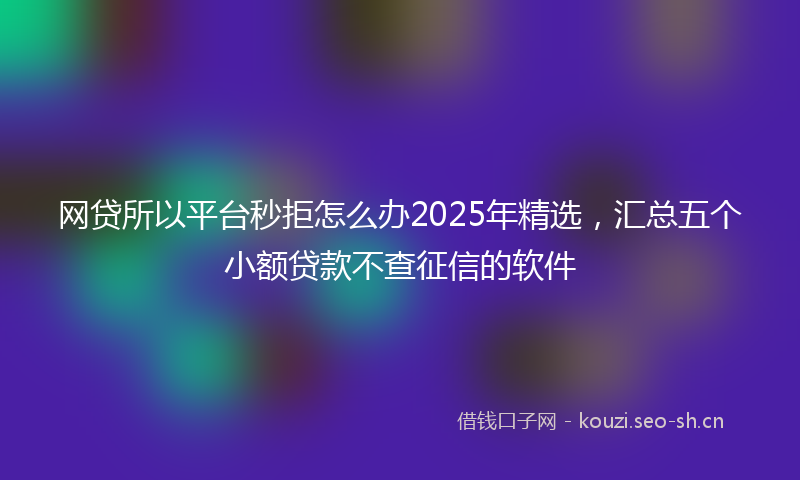 网贷所以平台秒拒怎么办2025年精选，汇总五个小额贷款不查征信的软件