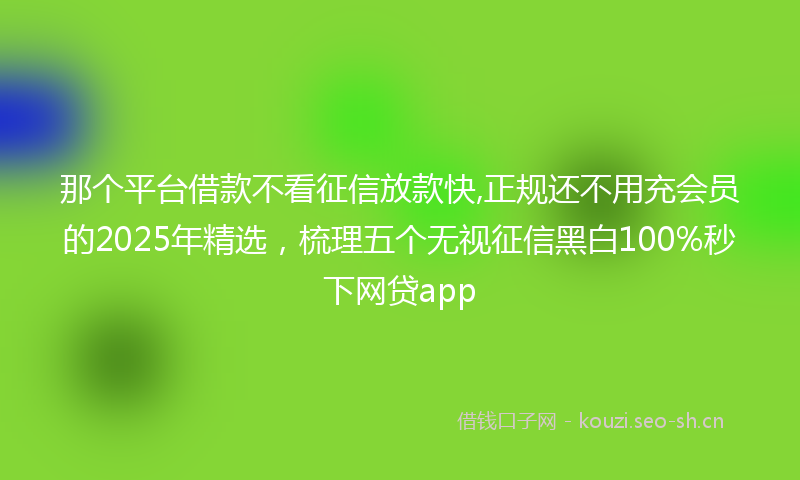 那个平台借款不看征信放款快,正规还不用充会员的2025年精选，梳理五个无视征信黑白100%秒下网贷app