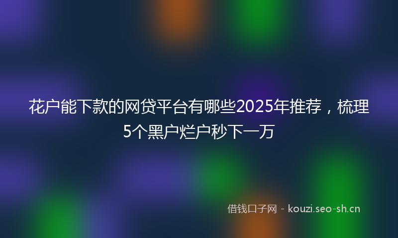 花户能下款的网贷平台有哪些2025年推荐，梳理5个黑户烂户秒下一万