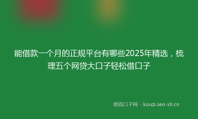 能借款一个月的正规平台有哪些2025年精选，梳理五个网贷大口子轻松借口子