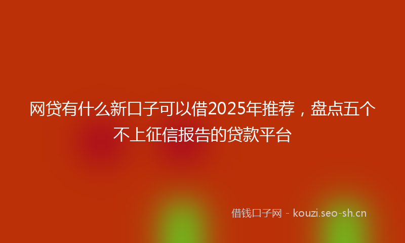 网贷有什么新口子可以借2025年推荐，盘点五个不上征信报告的贷款平台