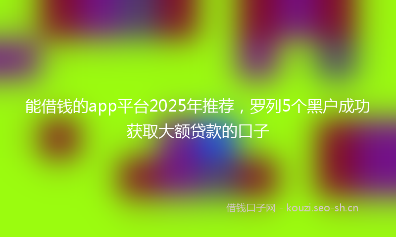 能借钱的app平台2025年推荐，罗列5个黑户成功获取大额贷款的口子