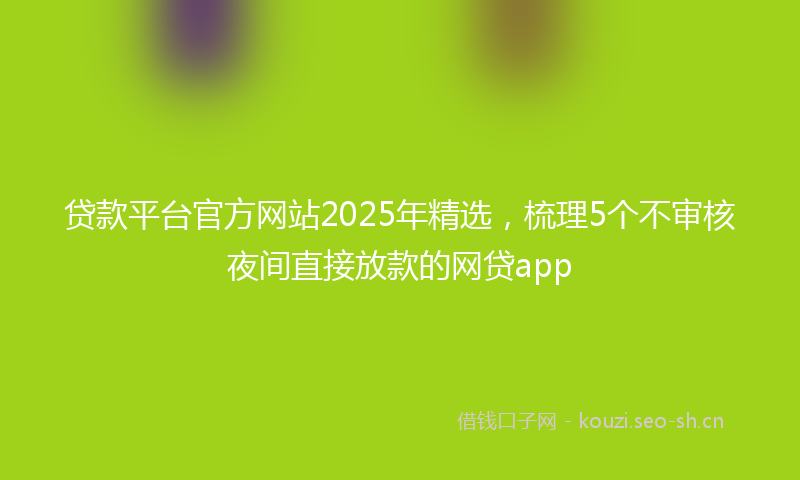 贷款平台官方网站2025年精选，梳理5个不审核夜间直接放款的网贷app