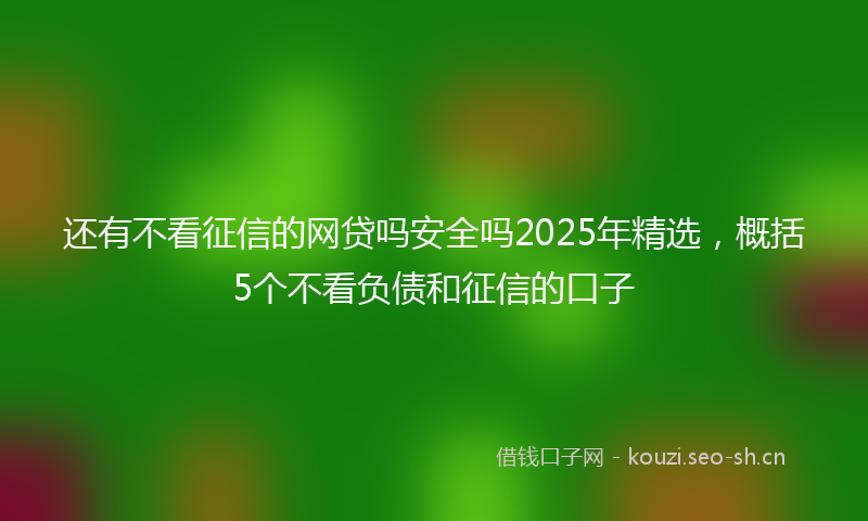 还有不看征信的网贷吗安全吗2025年精选，概括5个不看负债和征信的口子