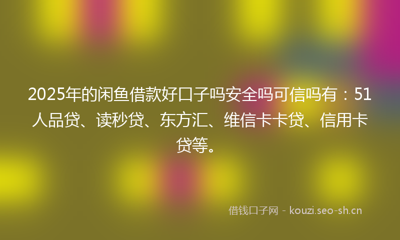2025年的闲鱼借款好口子吗安全吗可信吗有：51人品贷、读秒贷、东方汇、维信卡卡贷、信用卡贷等。