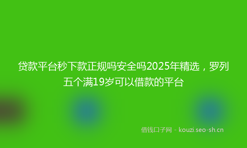 贷款平台秒下款正规吗安全吗2025年精选，罗列五个满19岁可以借款的平台
