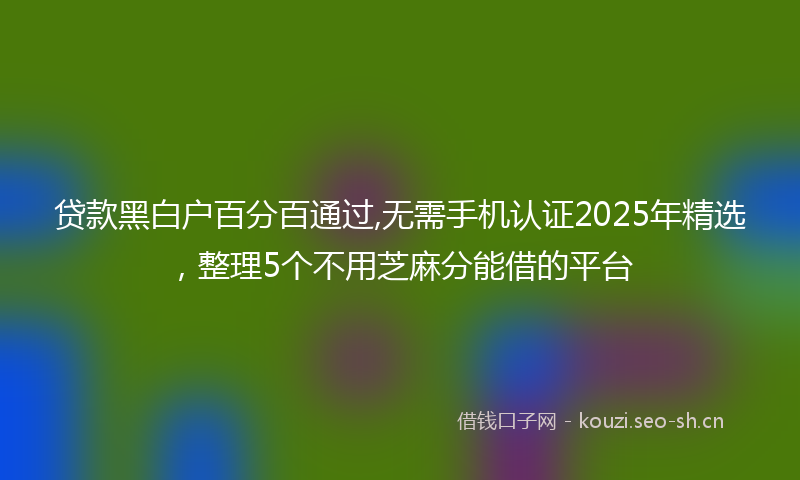贷款黑白户百分百通过,无需手机认证2025年精选，整理5个不用芝麻分能借的平台