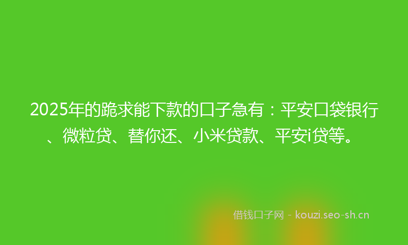 2025年的跪求能下款的口子急有：平安口袋银行、微粒贷、替你还、小米贷款、平安i贷等。