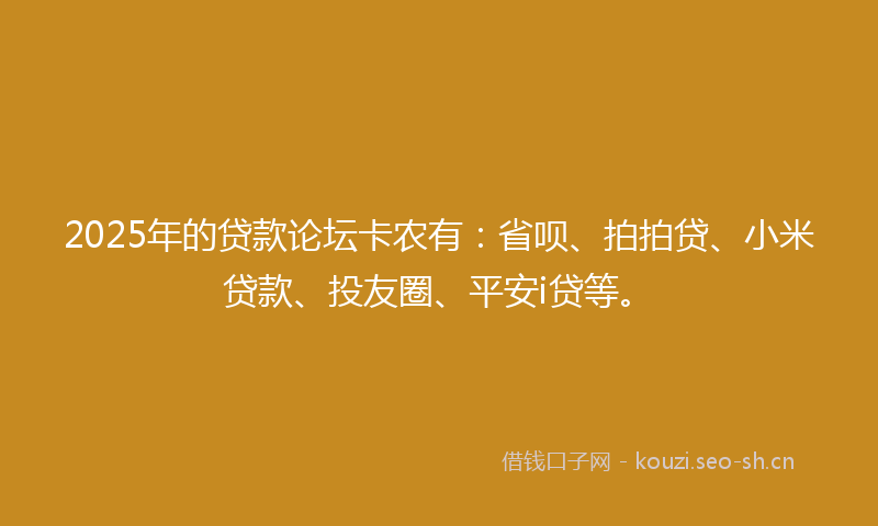 2025年的贷款论坛卡农有：省呗、拍拍贷、小米贷款、投友圈、平安i贷等。