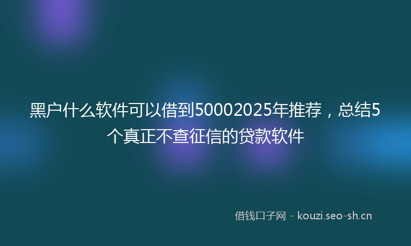 黑户什么软件可以借到50002025年推荐，总结5个真正不查征信的贷款软件
