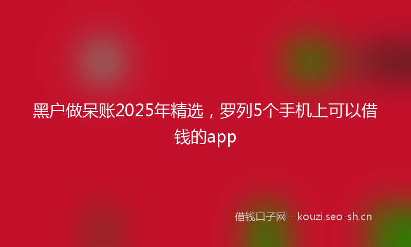 黑户做呆账2025年精选，罗列5个手机上可以借钱的app