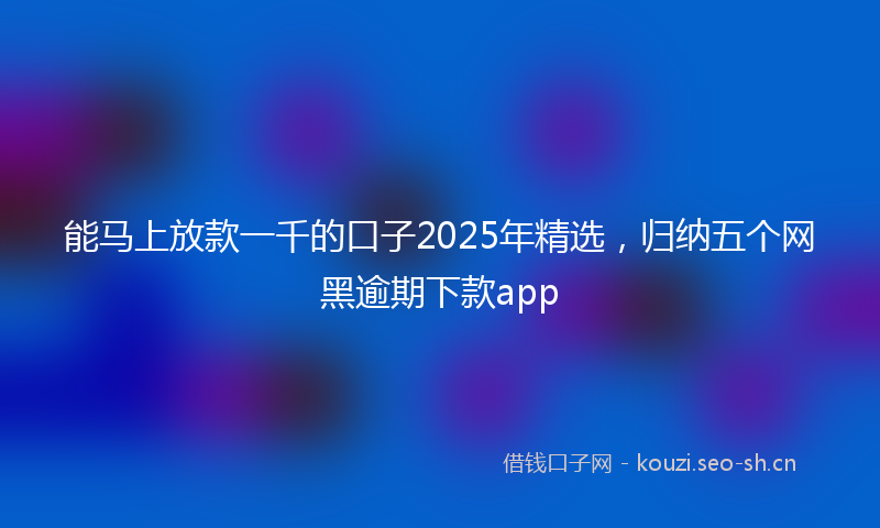 能马上放款一千的口子2025年精选，归纳五个网黑逾期下款app