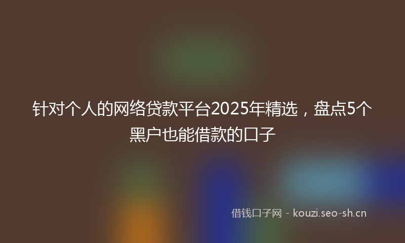 针对个人的网络贷款平台2025年精选，盘点5个黑户也能借款的口子