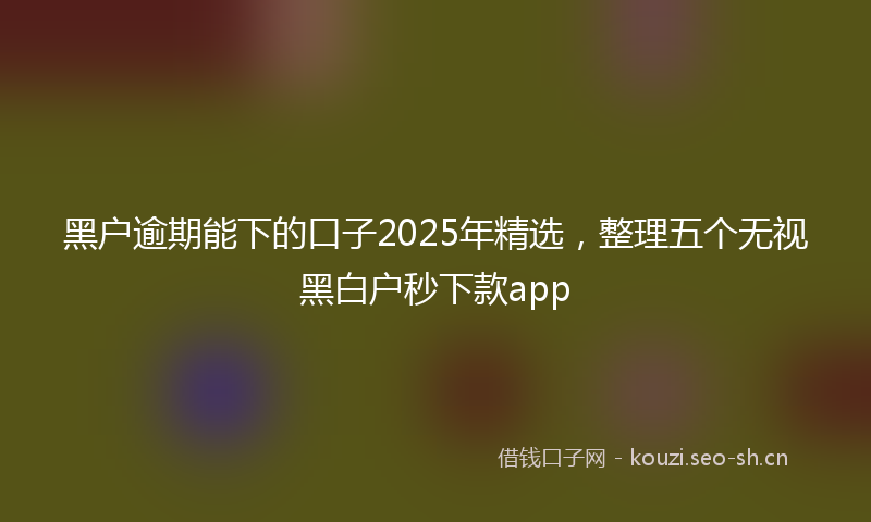 黑户逾期能下的口子2025年精选，整理五个无视黑白户秒下款app