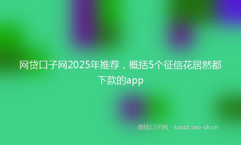 网贷口子网2025年推荐，概括5个征信花居然都下款的app