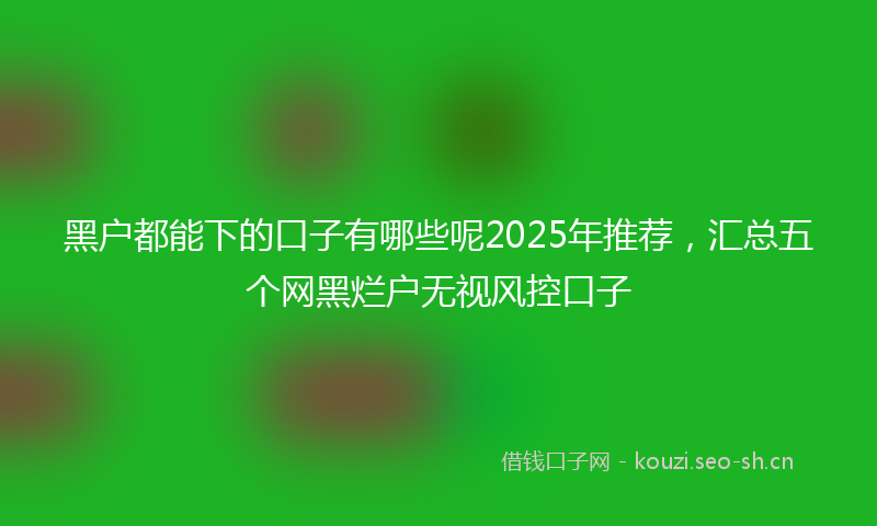 黑户都能下的口子有哪些呢2025年推荐，汇总五个网黑烂户无视风控口子