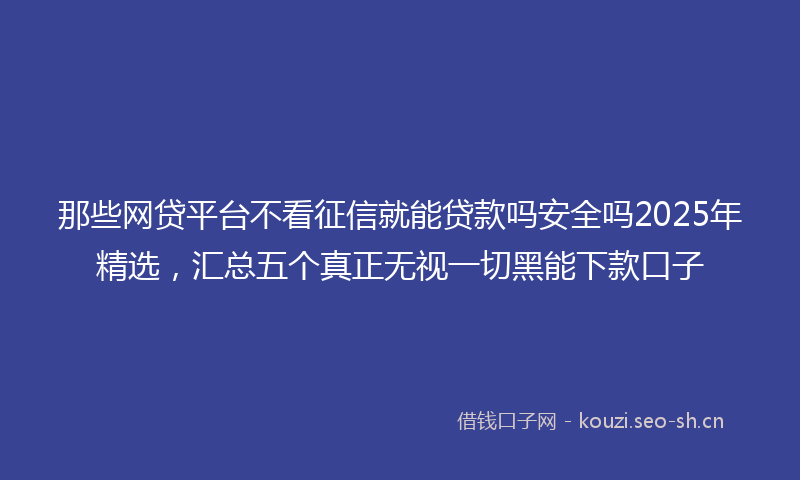 那些网贷平台不看征信就能贷款吗安全吗2025年精选，汇总五个真正无视一切黑能下款口子