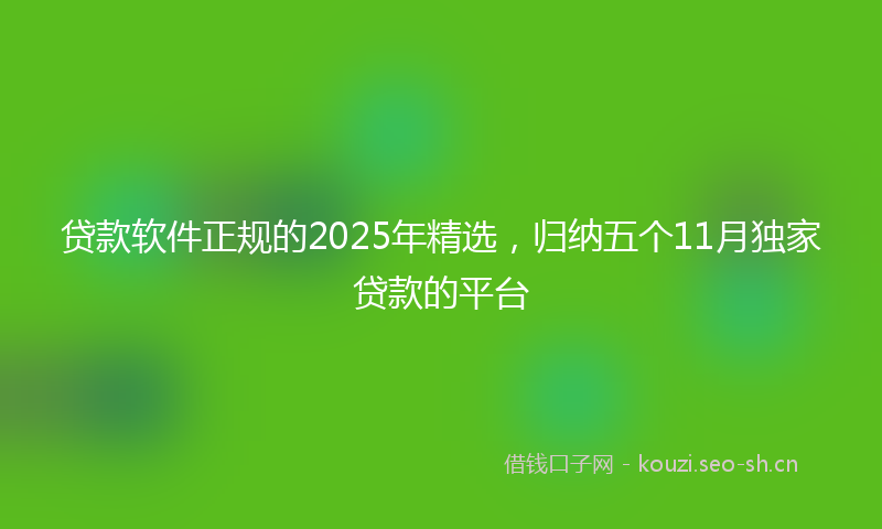 贷款软件正规的2025年精选，归纳五个11月独家贷款的平台
